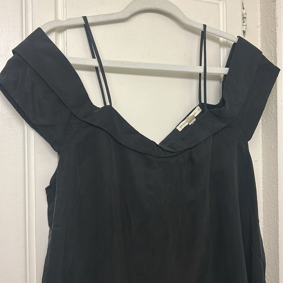 Paper Crown Black Top Off Shoulder Peasant Soft Size Medium Strappy Loose Fit - Picture 3 of 7